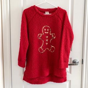 Christmas ugly fuzzy gingerbread man sweater